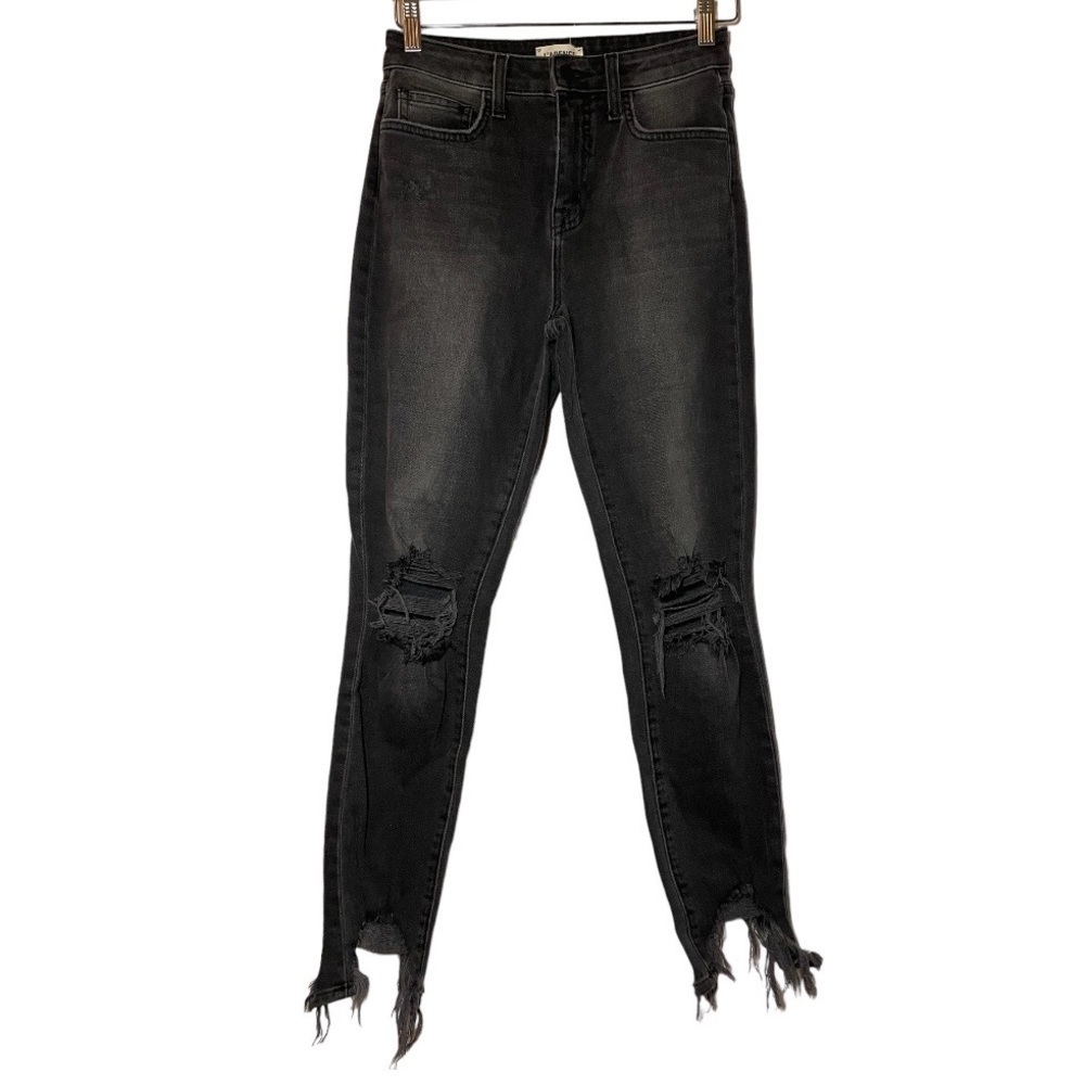 L'AGENCE High Line Skinny High Rise Jeans in Nighttime Destruct Size 26 - Picture 4 of 14